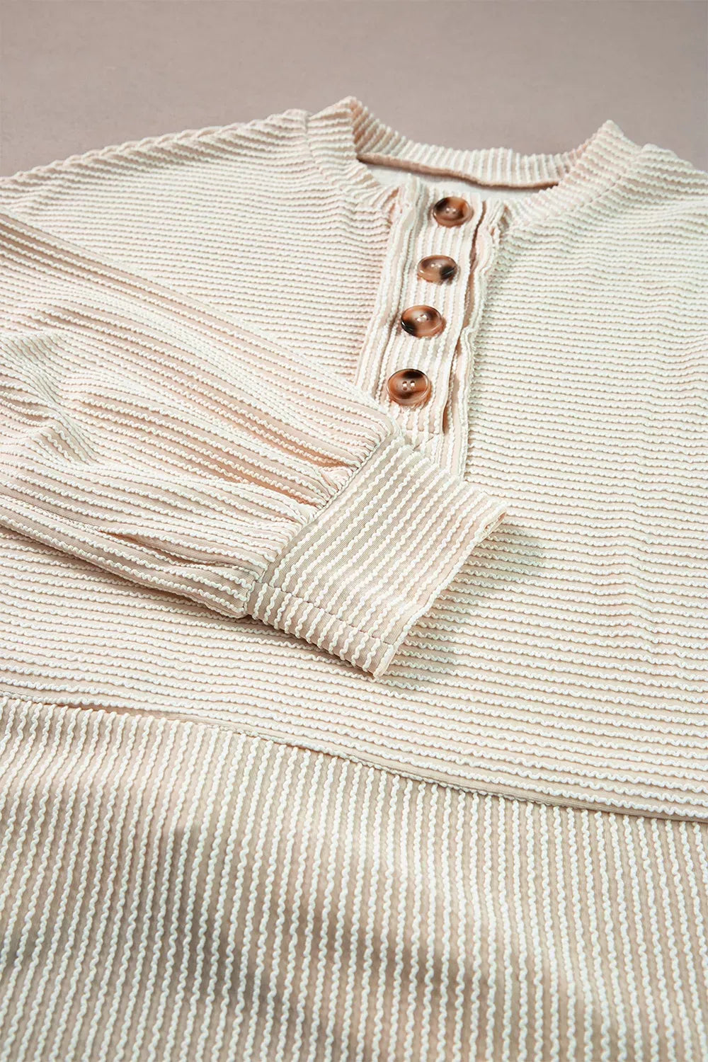 Waffle Knit Lantern Sleeve Henley Top The Nichole Collection - Official Site