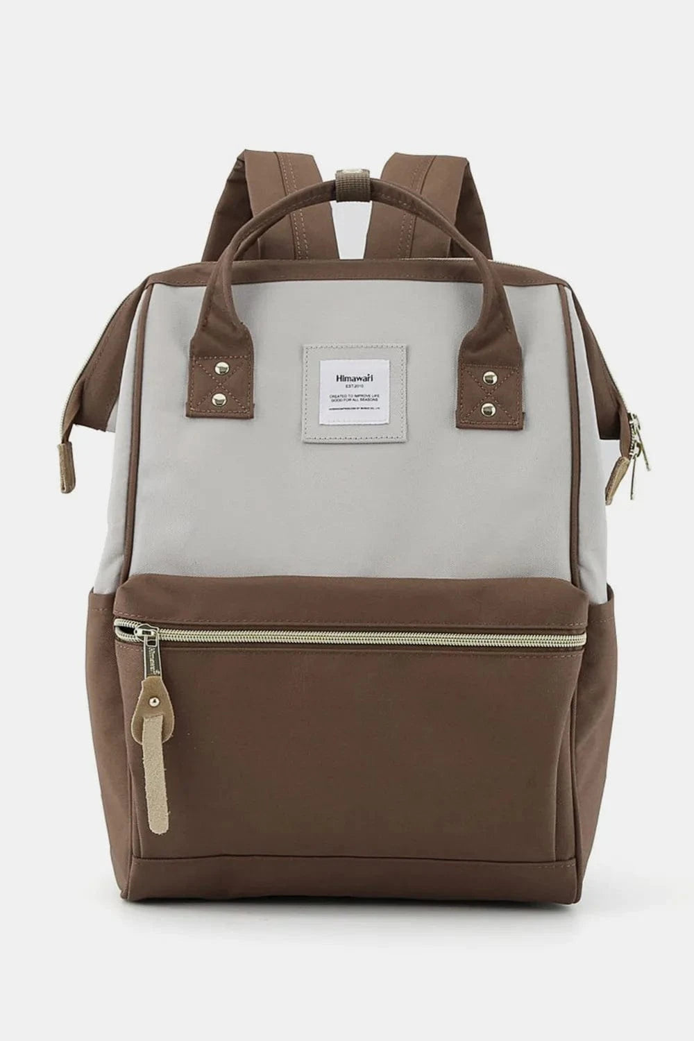 Waterproof Canvas Backpack Bag with Side Pockets Backpacks Grey/Mocha / One Size The Nichole Collection