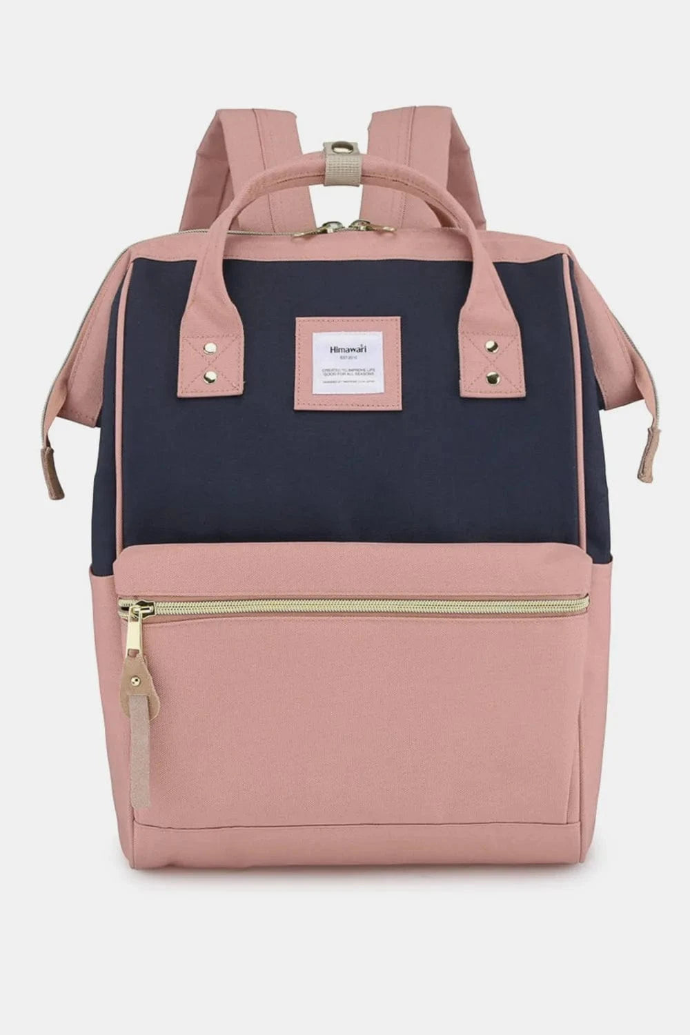 Waterproof Canvas Backpack Bag with Side Pockets Backpacks B-Pink/Navy / One Size The Nichole Collection