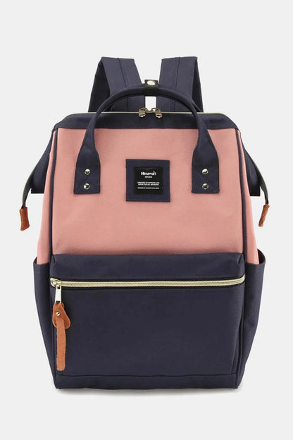 Waterproof Canvas Backpack Bag with Side Pockets Backpacks A-Navy/Pink / One Size The Nichole Collection