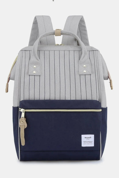 Waterproof Canvas Backpack Bag with Side Pockets Backpacks Grey/Navy / One Size The Nichole Collection