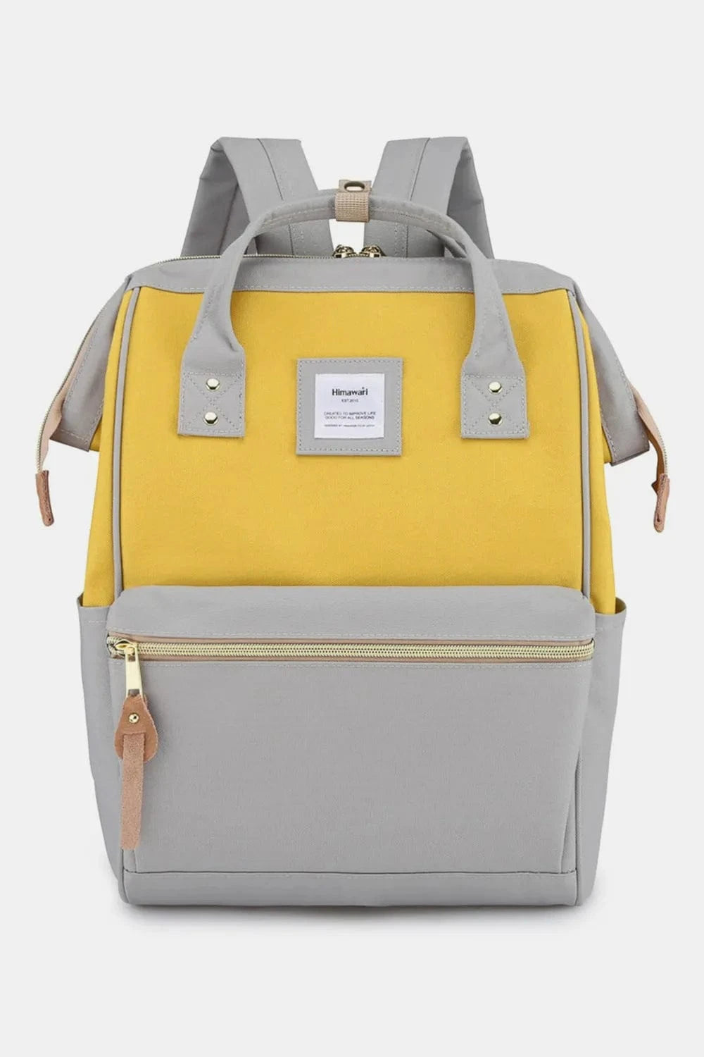 Waterproof Canvas Backpack Bag with Side Pockets Backpacks Lemon/Grey / One Size The Nichole Collection