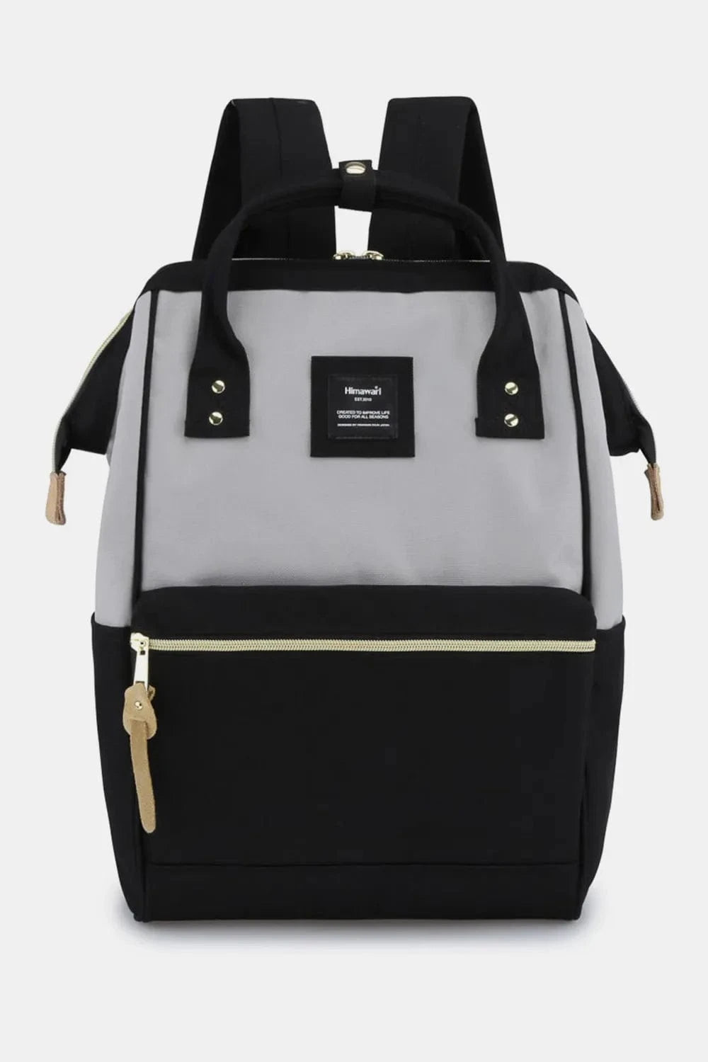 Waterproof Canvas Backpack Bag with Side Pockets Backpacks Grey/Black / One Size The Nichole Collection