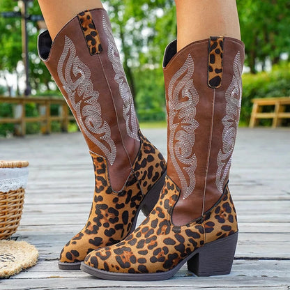 Western Embroidered Mid-Calf Boots The Nichole Collection
