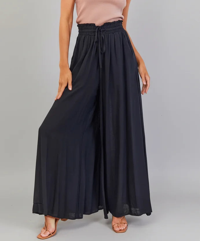 Wide Leg Elastic Waist Pants – Casual Summer Comfort Black / S The Nichole Collection