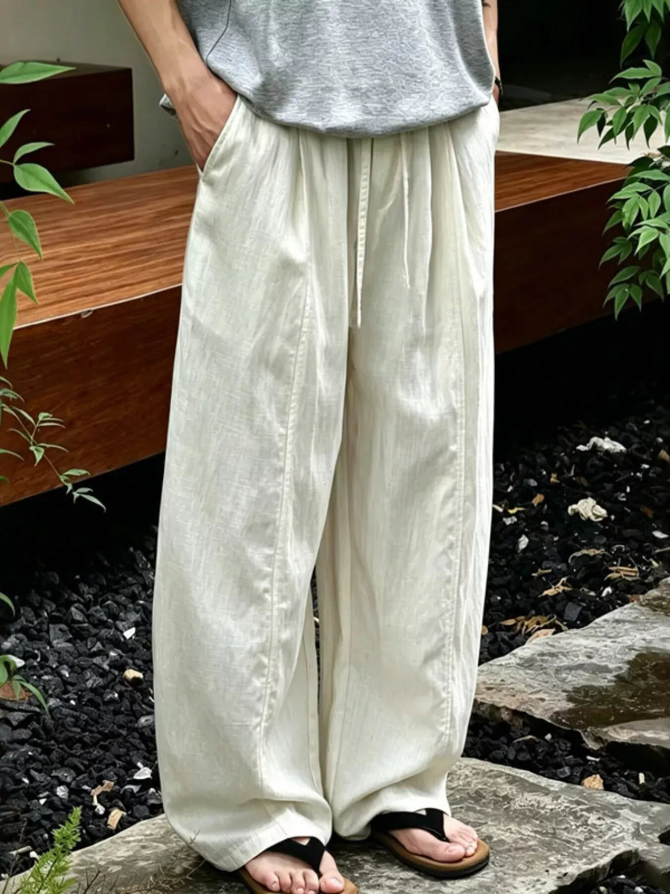 Wide Leg Pants with Drawstring Waist | The Nichole Collection