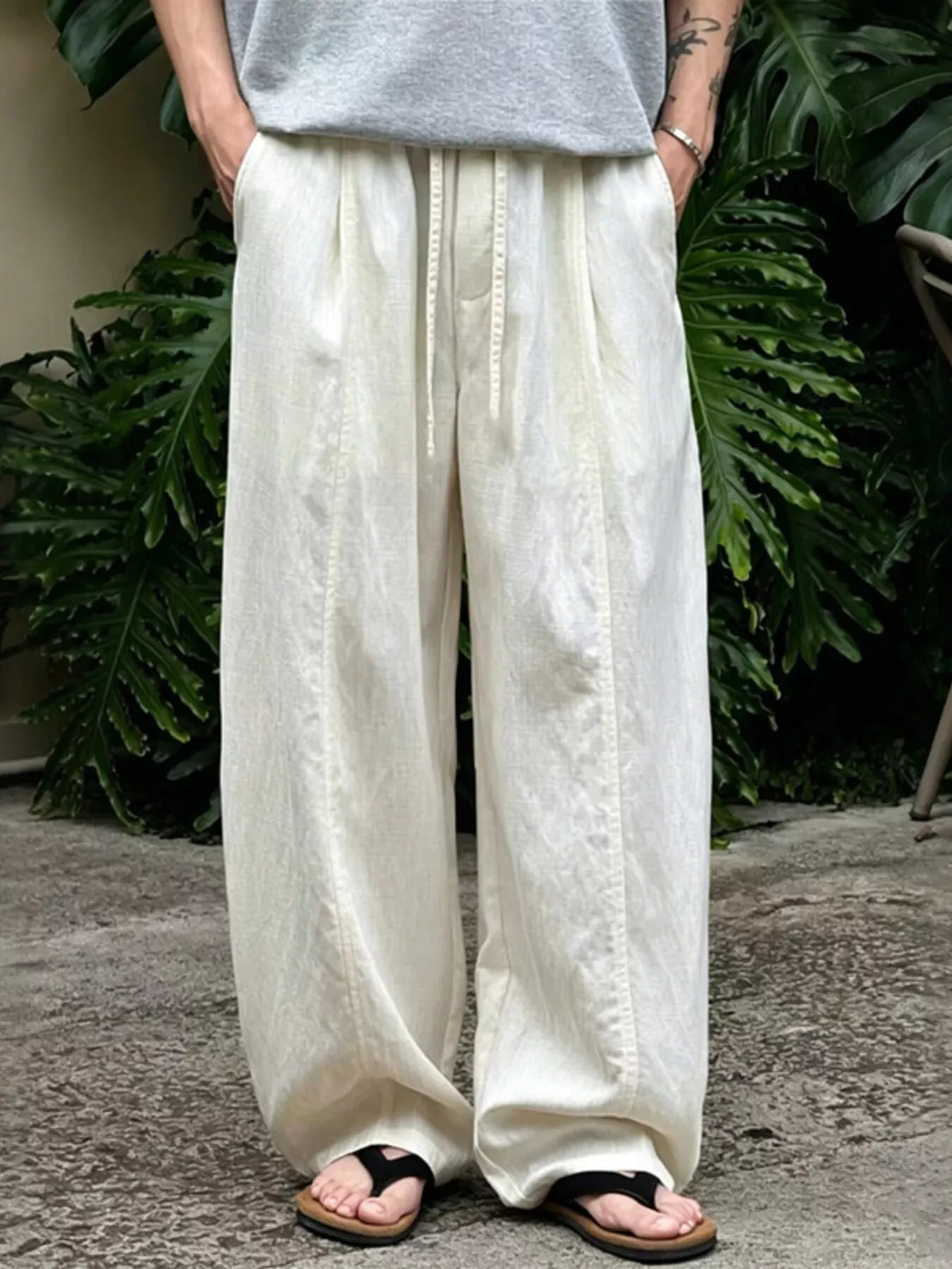 Wide Leg Pants with Drawstring Waist | The Nichole Collection