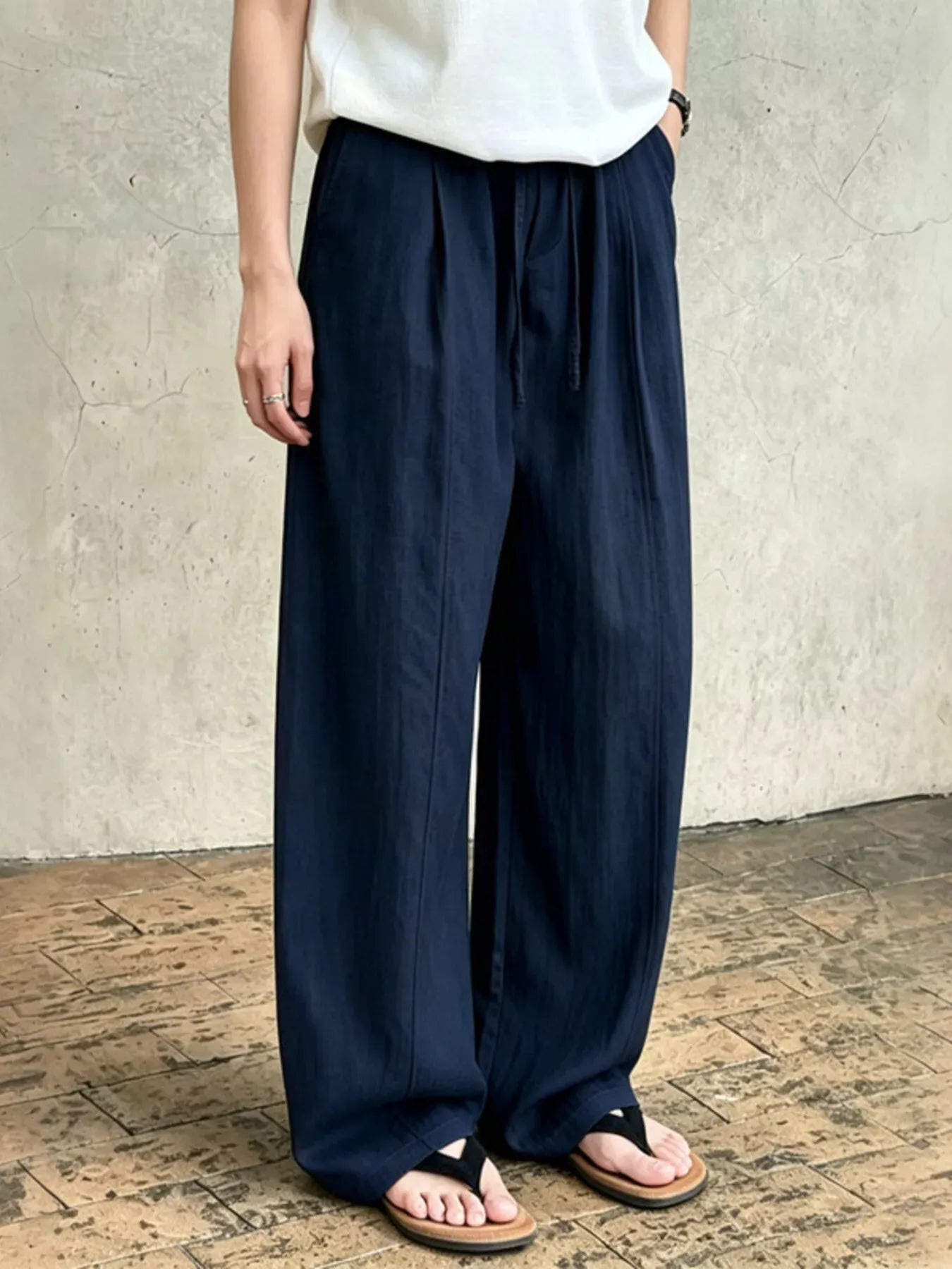 Wide Leg Pants with Drawstring Waist | The Nichole Collection