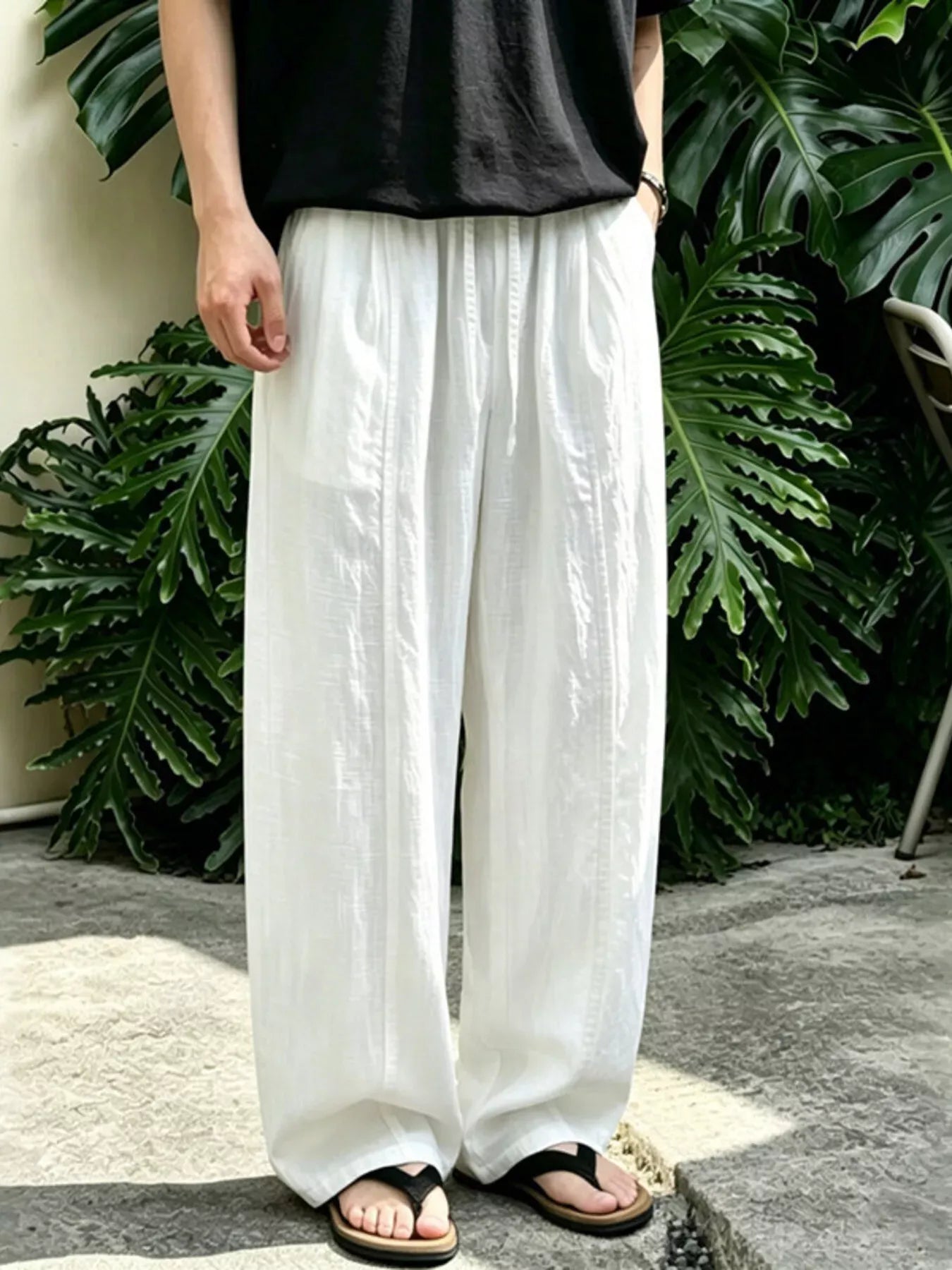 Wide Leg Pants with Drawstring Waist | The Nichole Collection