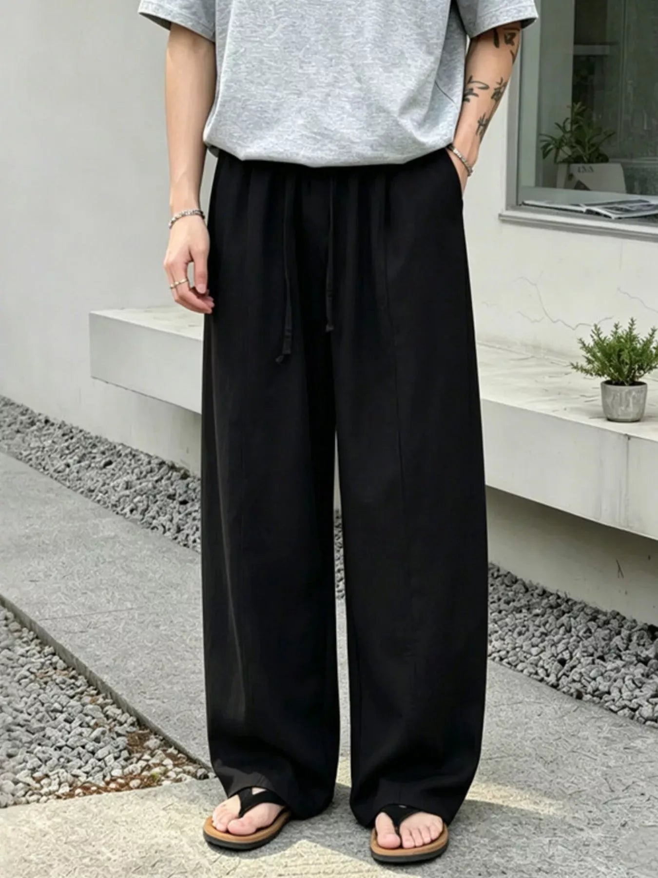 Wide Leg Pants with Drawstring Waist | The Nichole Collection