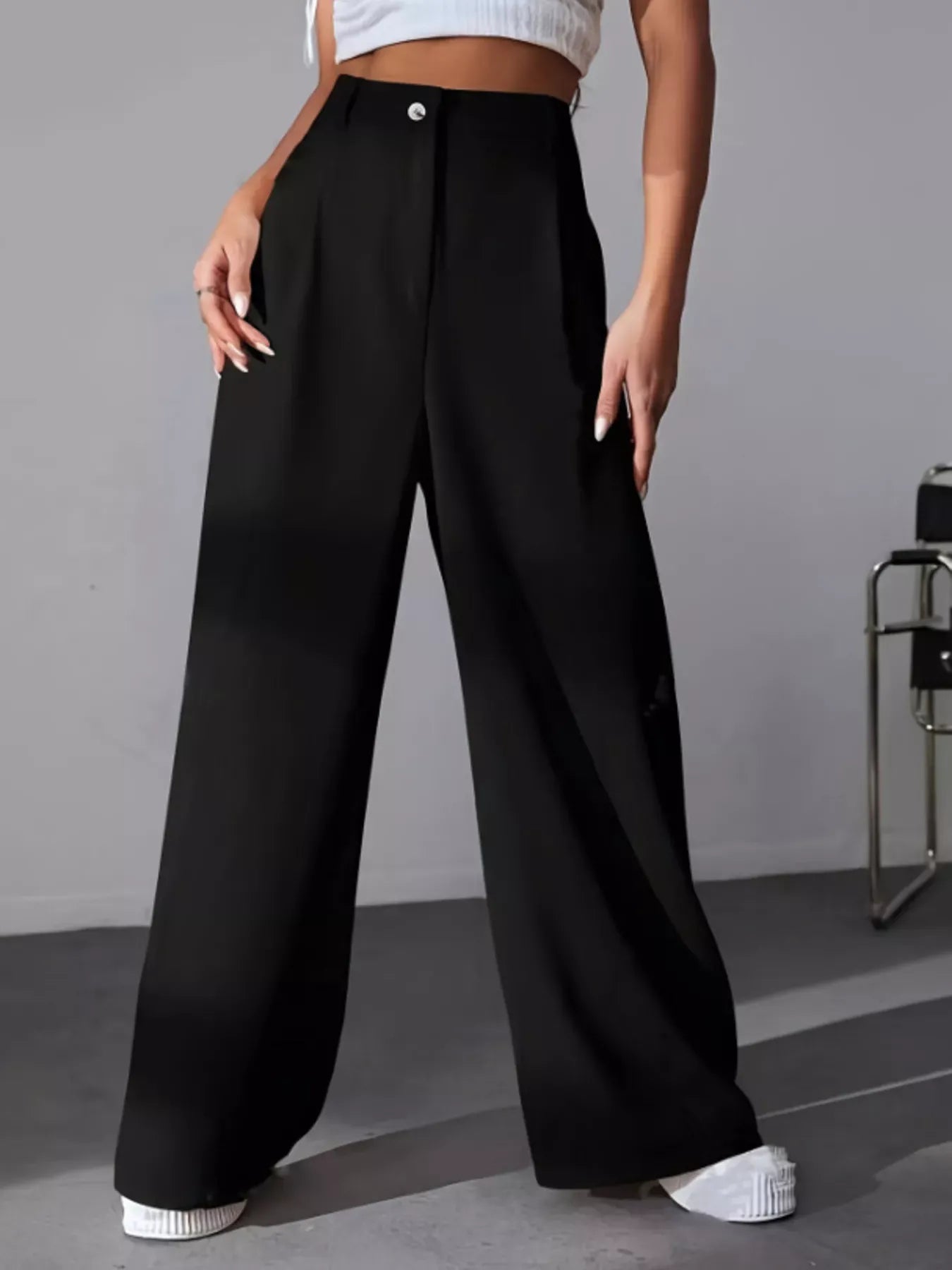 Wide Leg Pleated Pants Black / S Dress Pants The Nichole Collection - Official Site