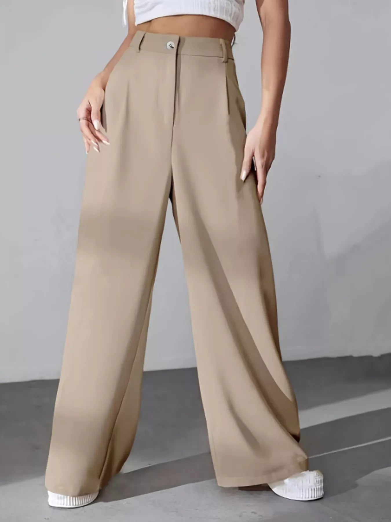 Wide Leg Pleated Pants Khaki / S Dress Pants The Nichole Collection - Official Site