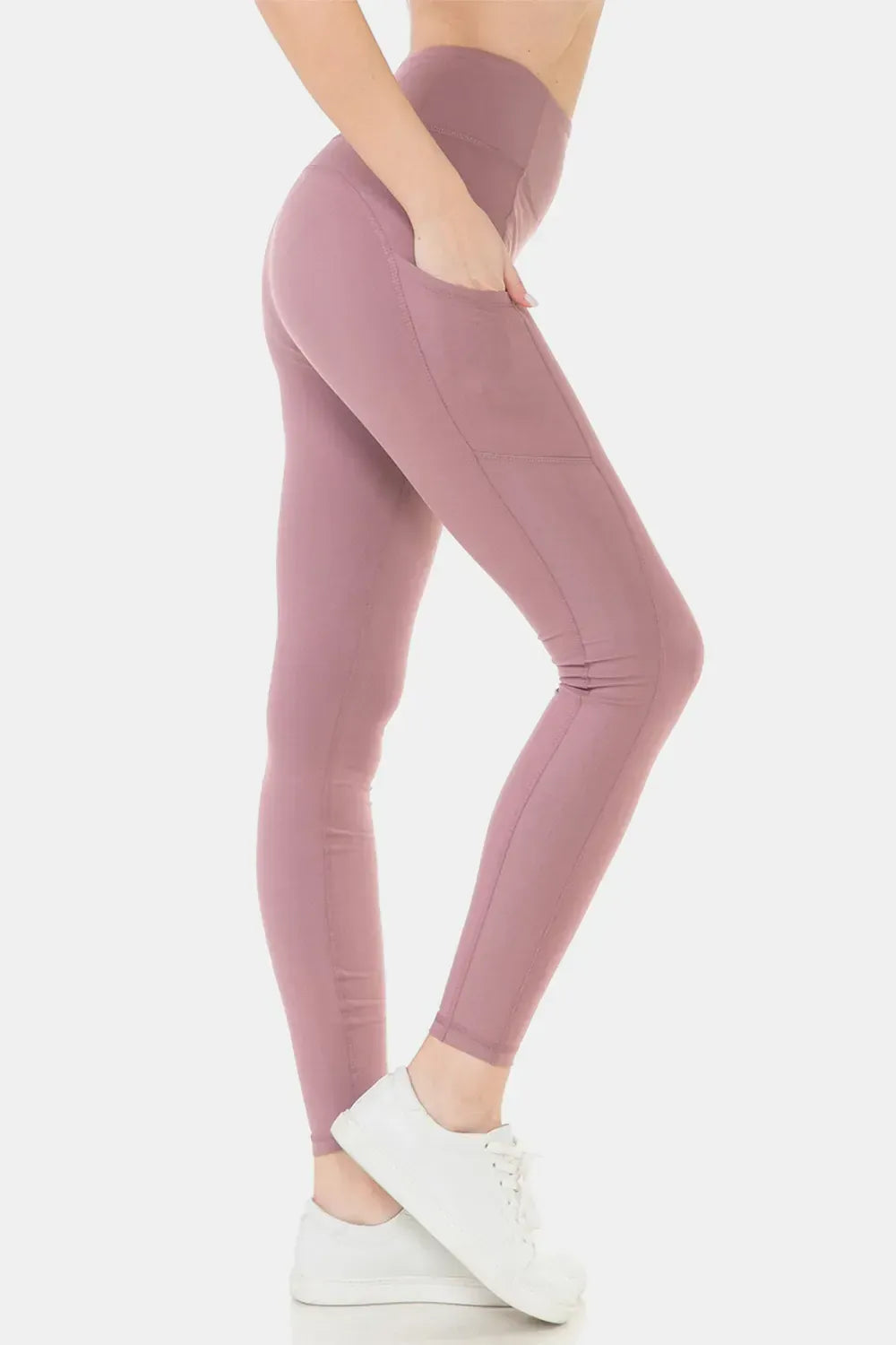 Wide Waistband High Waist Leggings Lunar Rock / S The Nichole Collection