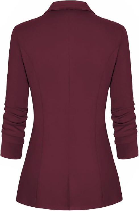 Long Sleeve Open Front Blazer with Gold Zipper Pockets
