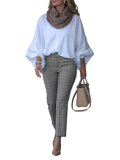 Women’s Batwing Sleeve Button-Up Blouse – Relaxed Fit Lapel Shirt Shirts & Tops The Nichole Collection - Official Site