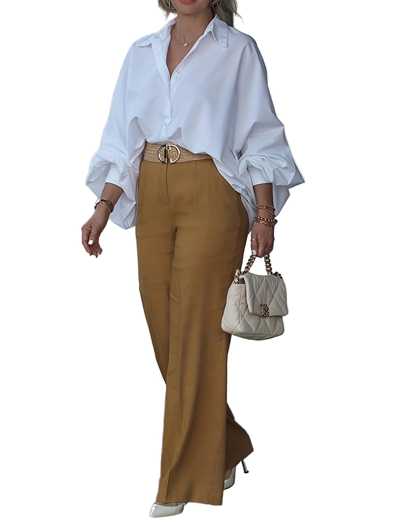 Women’s Batwing Sleeve Button-Up Blouse – Relaxed Fit Lapel Shirt Shirts & Tops The Nichole Collection - Official Site