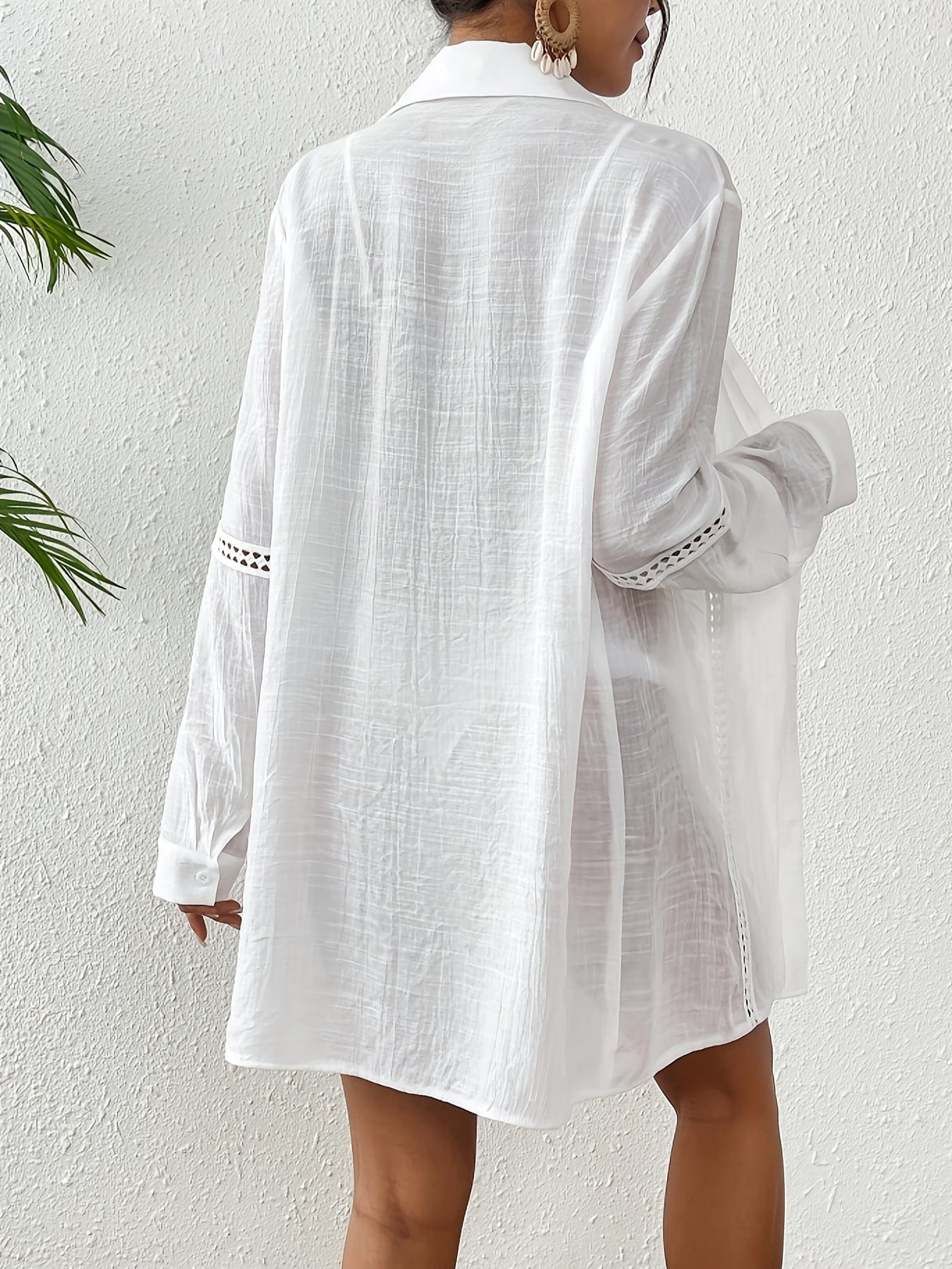 Women’s Beach Kimono Cover-Up – Summer Long Sleeve, Button-Front Casual Shirts & Tops The Nichole Collection