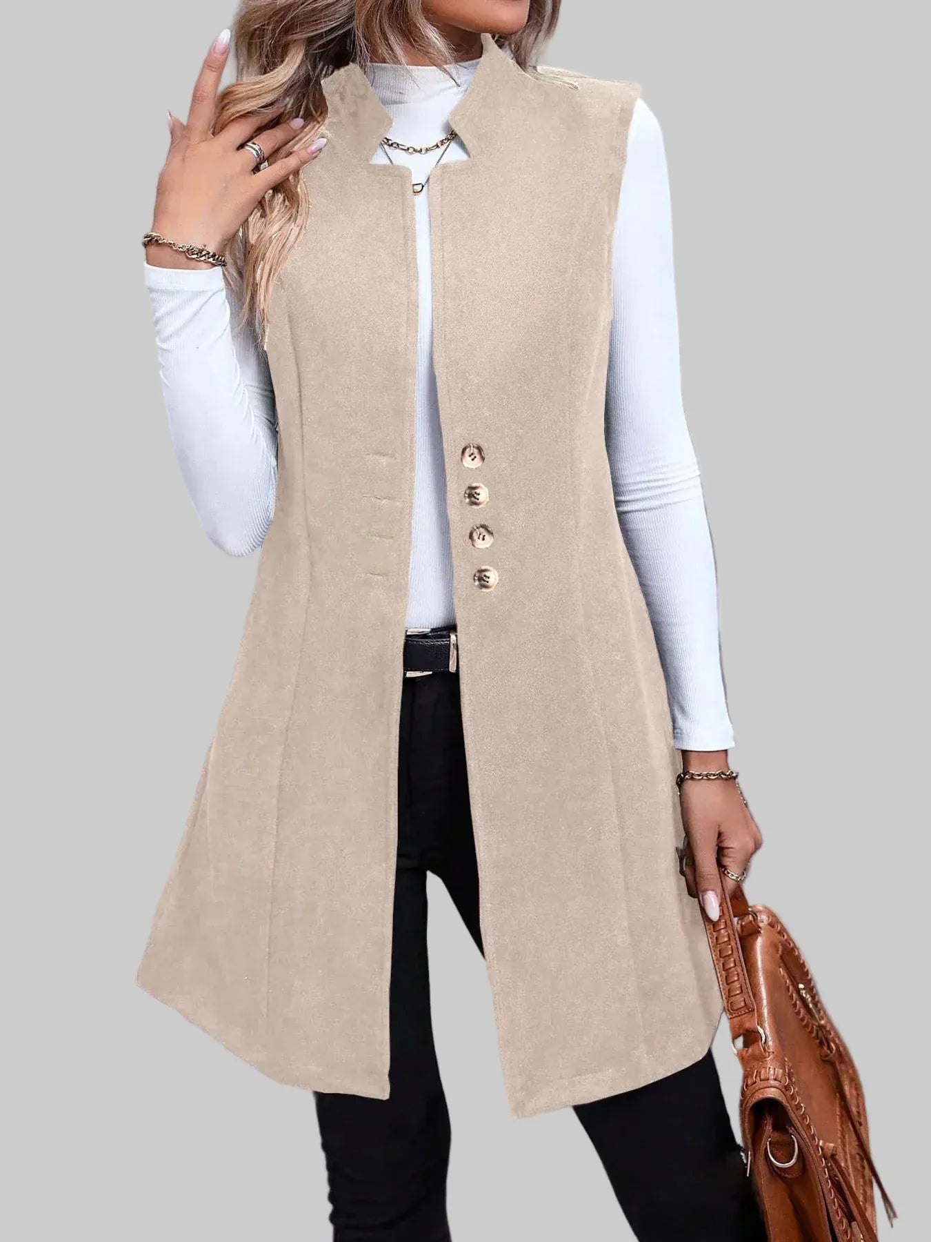 Women’s Button Up Warm Longline Vest Coat – Tailored Winter Layer The Nichole Collection