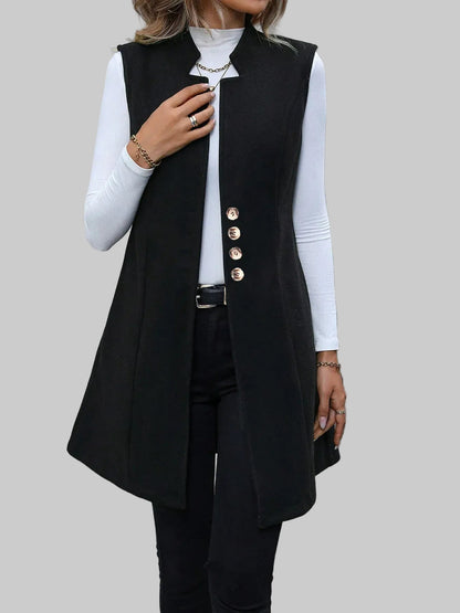 Women’s Button Up Warm Longline Vest Coat – Tailored Winter Layer The Nichole Collection