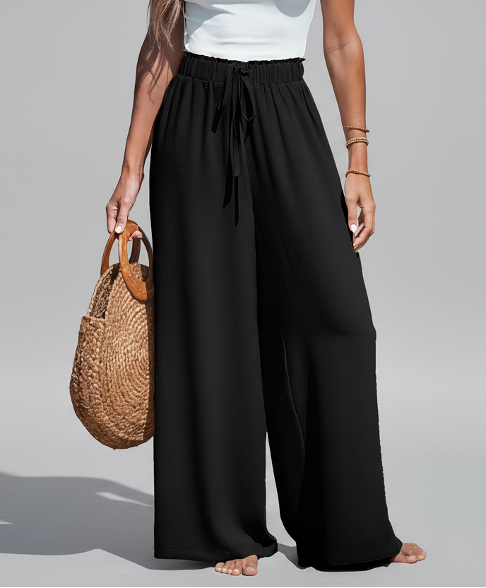 Women's Casual Wide Leg Pants – Elastic Waist Loose Fit Pants with Pockets The Nichole Collection