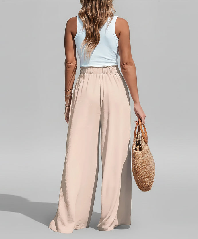 Women's Casual Wide Leg Pants – Elastic Waist Loose Fit Pants with Pockets The Nichole Collection