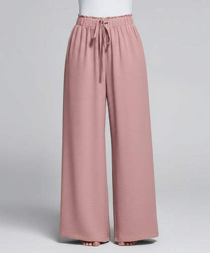 Women's Casual Wide Leg Pants – Elastic Waist Loose Fit Pants with Pockets Pink / XS / United States The Nichole Collection