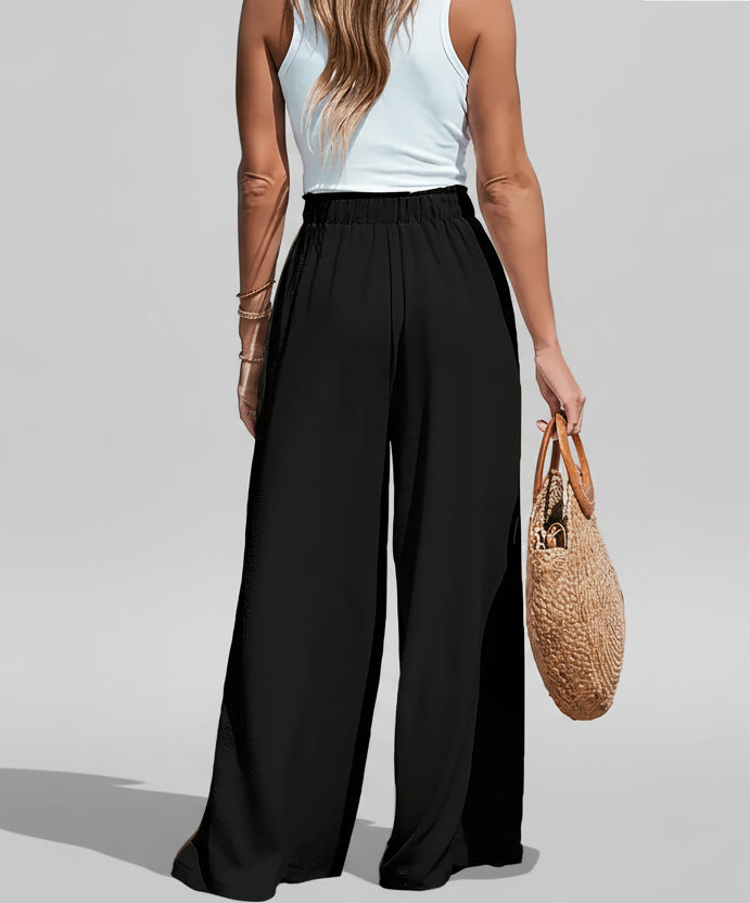 Women's Casual Wide Leg Pants – Elastic Waist Loose Fit Pants with Pockets The Nichole Collection