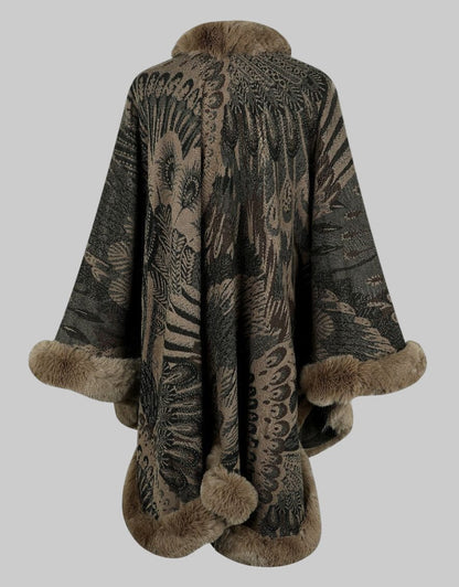 Women’s Chic Printed Winter Poncho Poncho The Nichole Collection