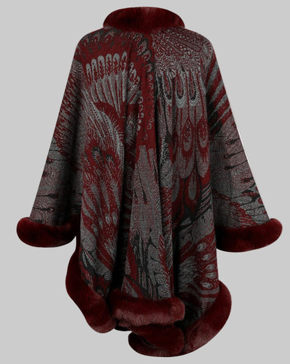 Women’s Chic Printed Winter Poncho Poncho The Nichole Collection