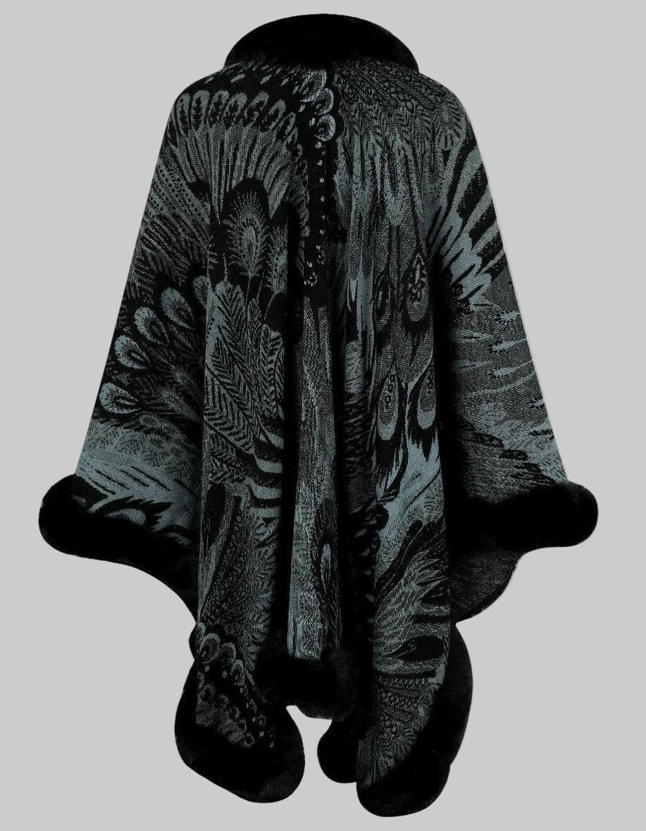 Women’s Chic Printed Winter Poncho Poncho The Nichole Collection