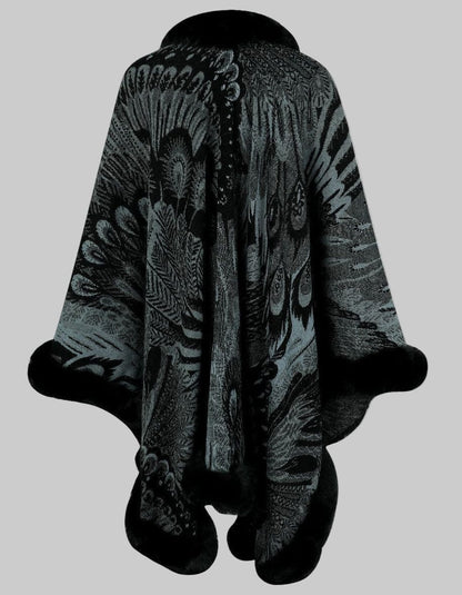 Women’s Chic Printed Winter Poncho Poncho The Nichole Collection