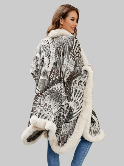 Women’s Chic Printed Winter Poncho Poncho The Nichole Collection