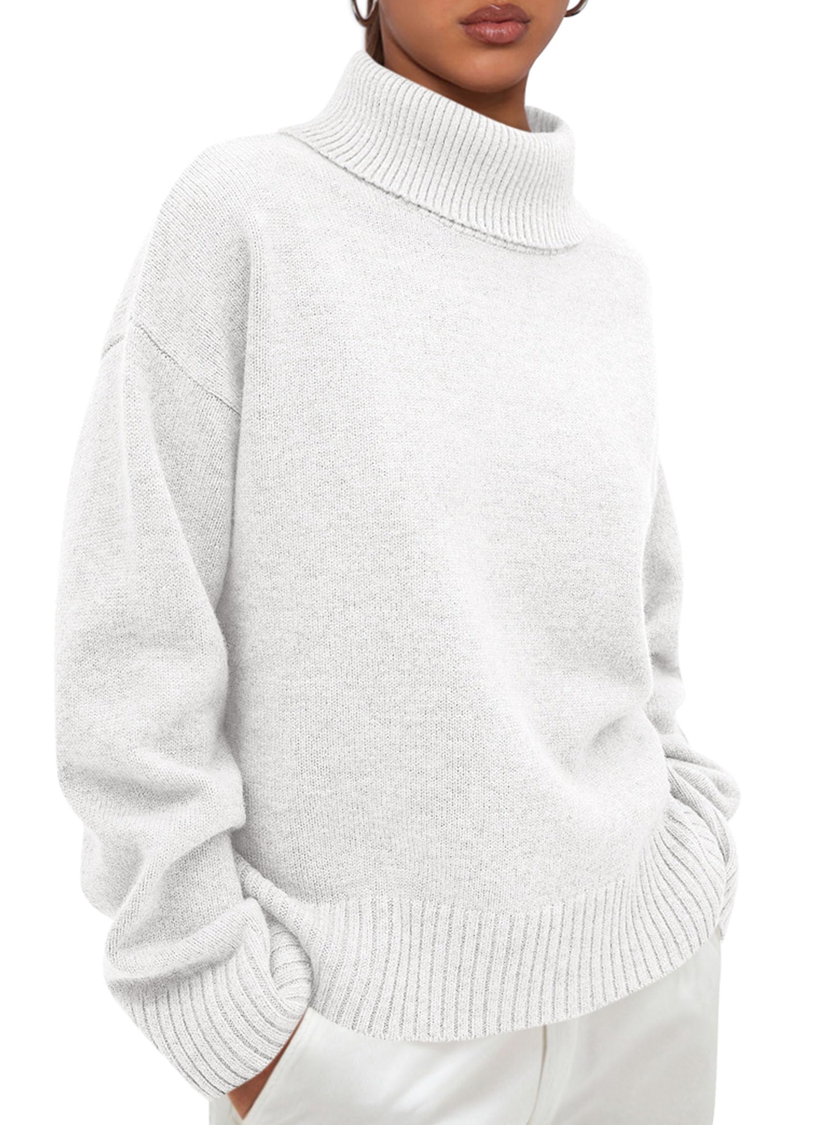 Women's Oversized Cable Knit Sweater – Fall Long Sleeve