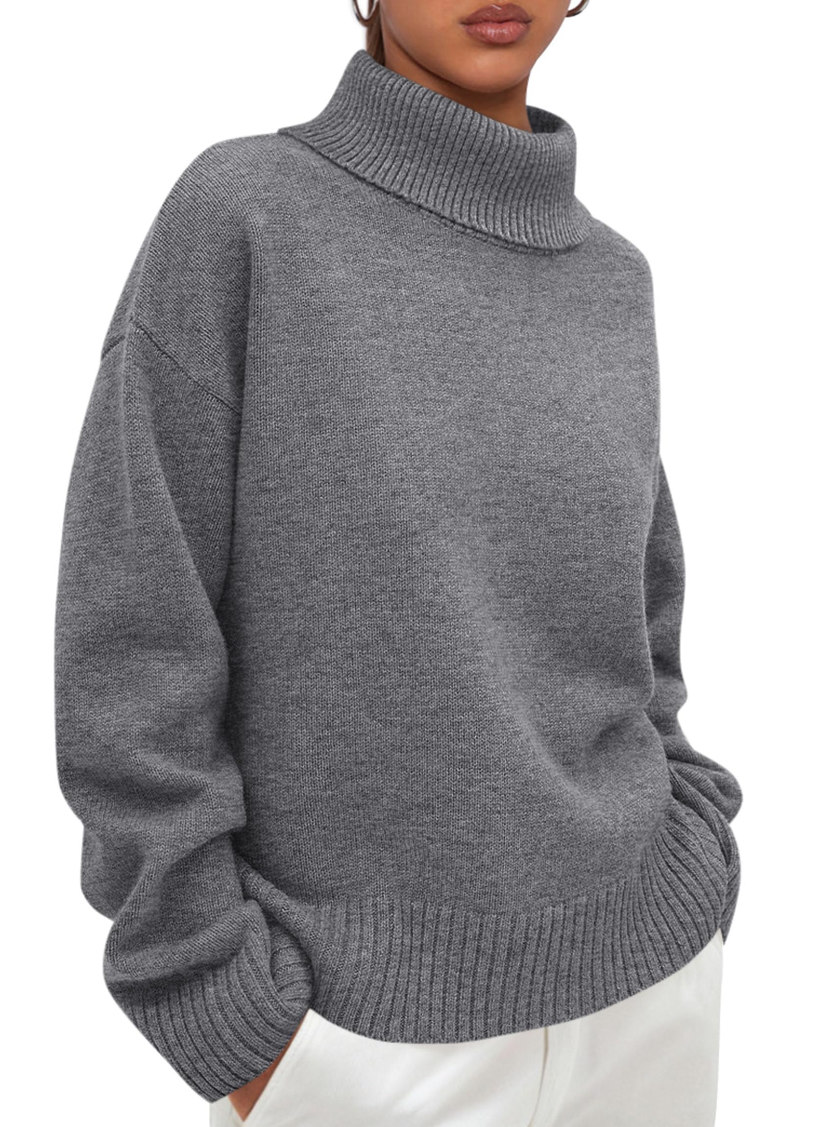 Women's Oversized Cable Knit Sweater – Fall Long Sleeve