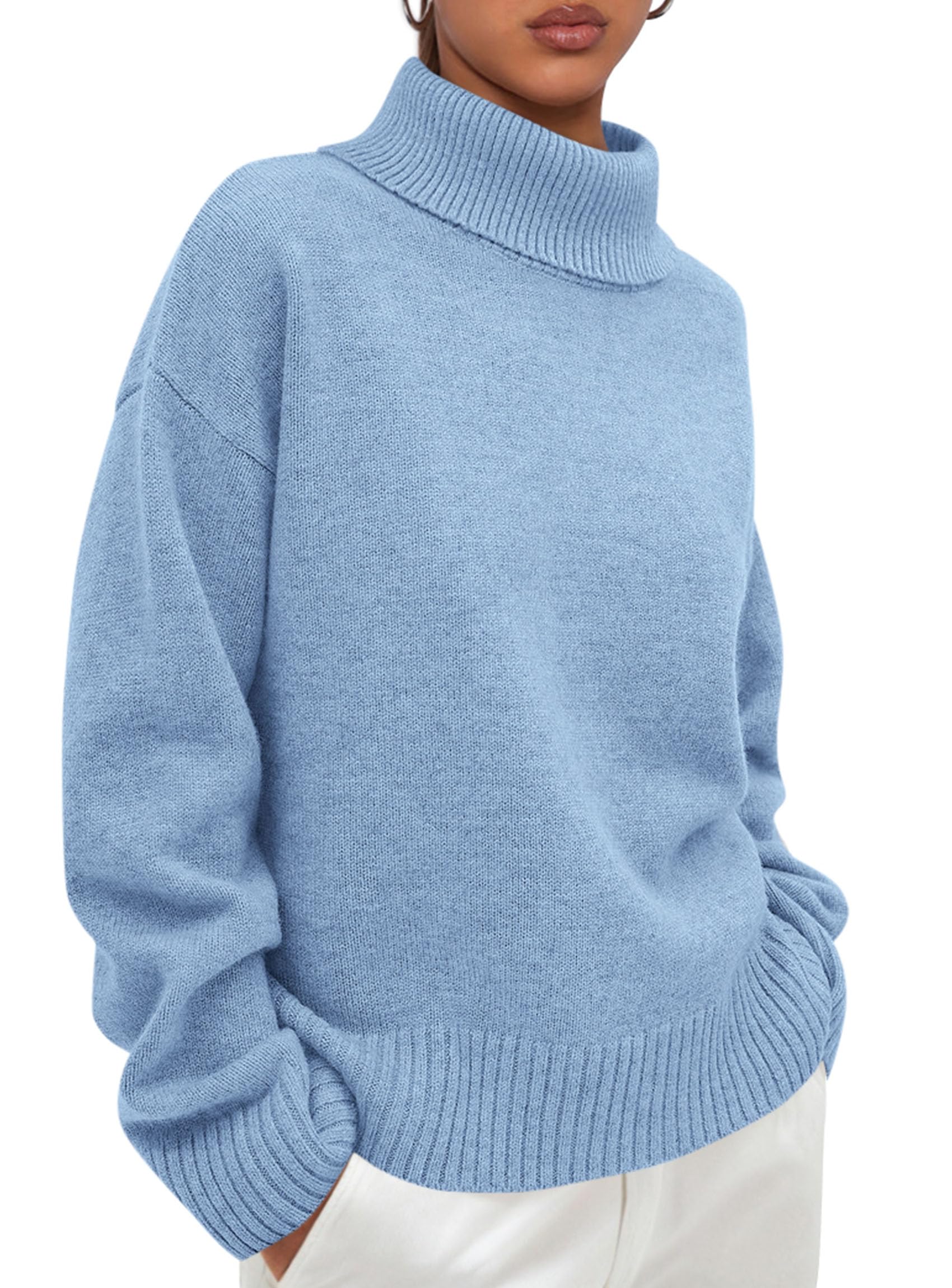 Women's Oversized Cable Knit Sweater – Fall Long Sleeve