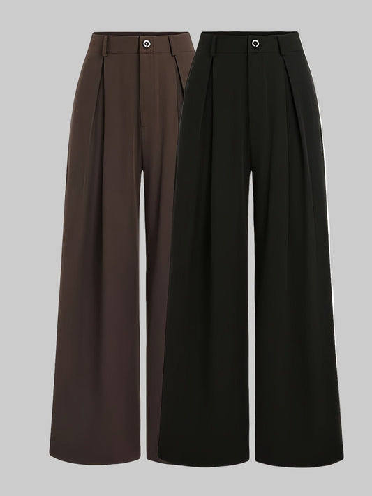 Women’s Classic Jacquard Pleated Wide-Leg Pants Dress Pants The Nichole Collection