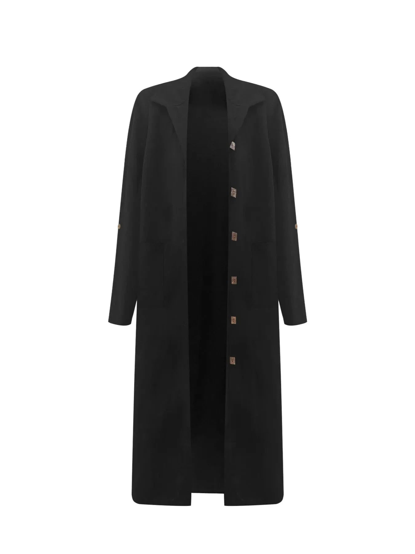 Women's Classic Lapel Collar Button-Front Longline Coat Coats The Nichole Collection