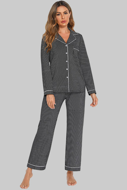 Women’s Collared Neck Loungewear Set with Pocket The Nichole Collection