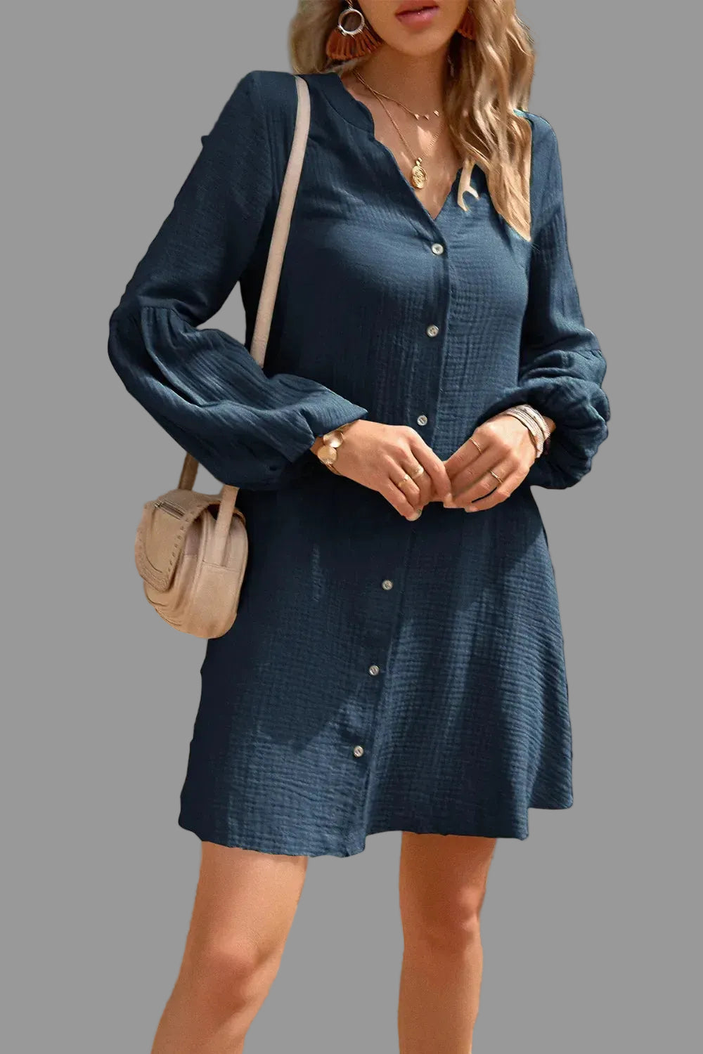 Women’s Cotton Balloon Sleeve Mini Dress The Nichole Collection