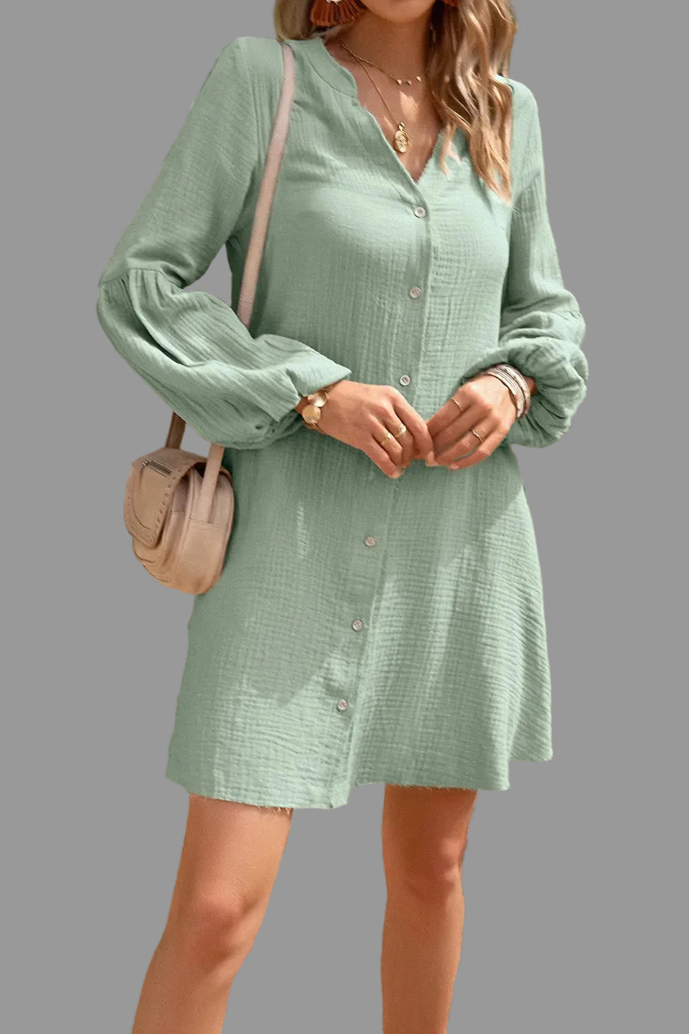 Women’s Cotton Balloon Sleeve Mini Dress The Nichole Collection