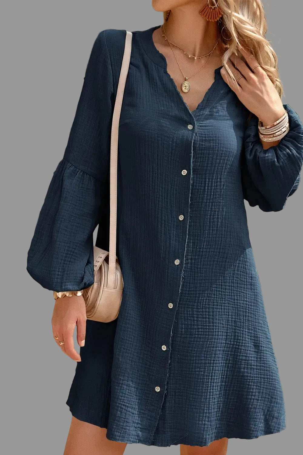 Women’s Cotton Balloon Sleeve Mini Dress The Nichole Collection