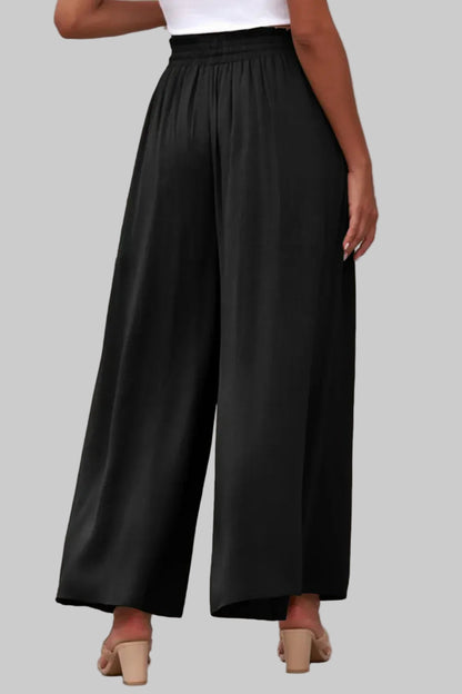 Women’s Drawstring Waist Wide-Leg Pants – Flowing Everyday Elegance Dress Pants The Nichole Collection