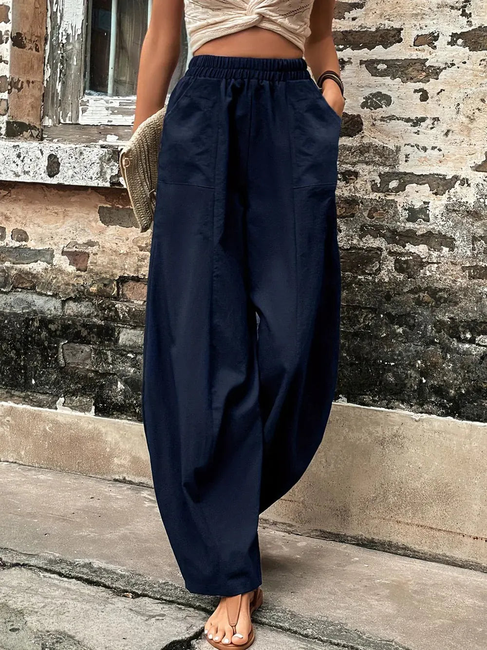Women’s Elastic Waist Wide-Leg Palazzo Pants – Luxe Lounge & Everyday Elegance Dress Pants The Nichole Collection