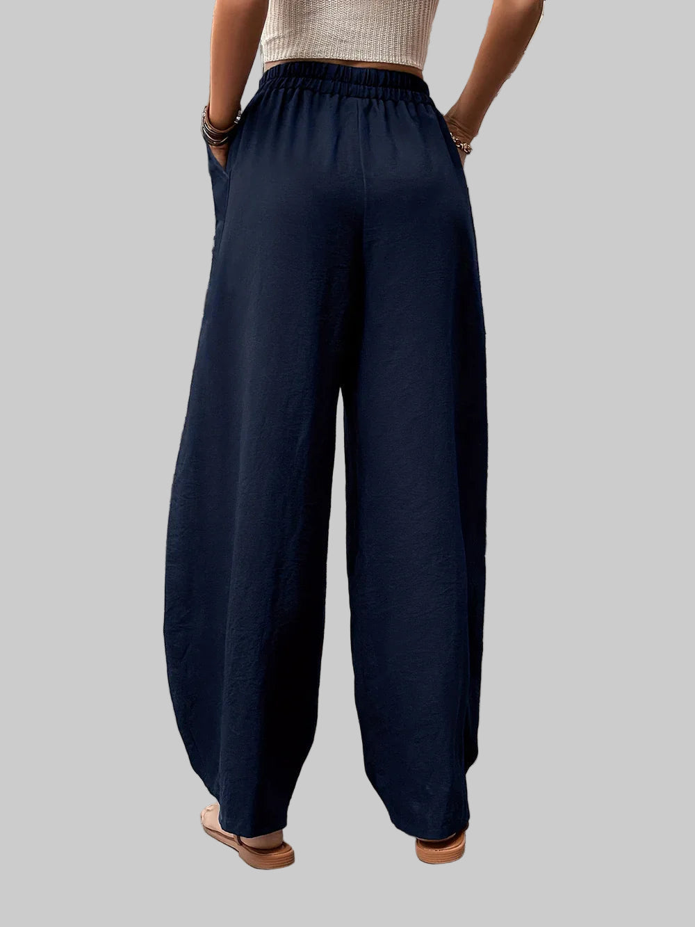 Women’s Elastic Waist Wide-Leg Palazzo Pants – Luxe Lounge & Everyday Elegance Dress Pants The Nichole Collection