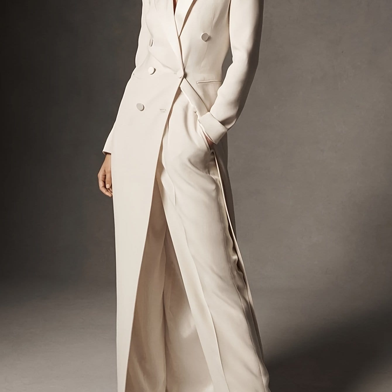 Women’s Elegant Double-Breasted Floor-Length Blazer The Nichole Collection