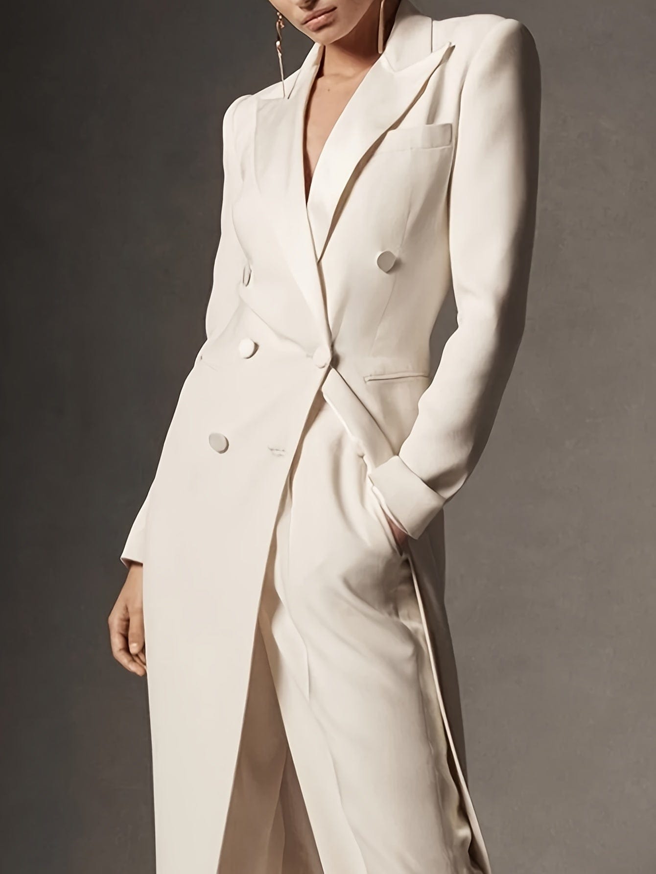 Women’s Elegant Double-Breasted Floor-Length Blazer The Nichole Collection