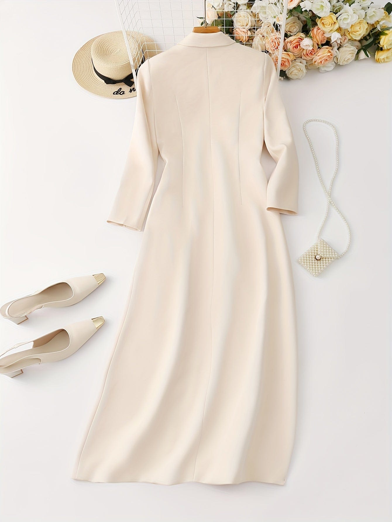 Women’s Elegant Double-Breasted Floor-Length Blazer The Nichole Collection