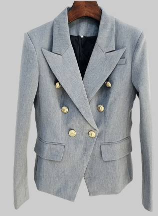 Women’s European Double-Breasted Suit Jacket – Elegant Style Blazers Light Grey / 3XL The Nichole Collection