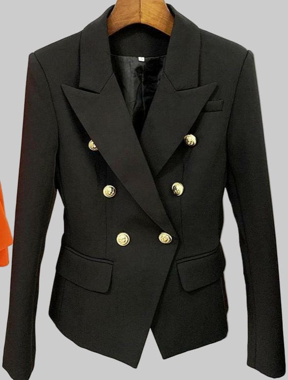 Women’s European Double-Breasted Suit Jacket – Elegant Style Blazers Black / L The Nichole Collection