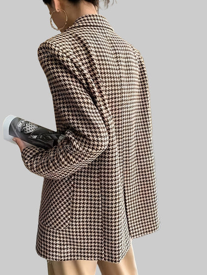 Women’s Fall Brown & White Houndstooth Blazer Blazers The Nichole Collection